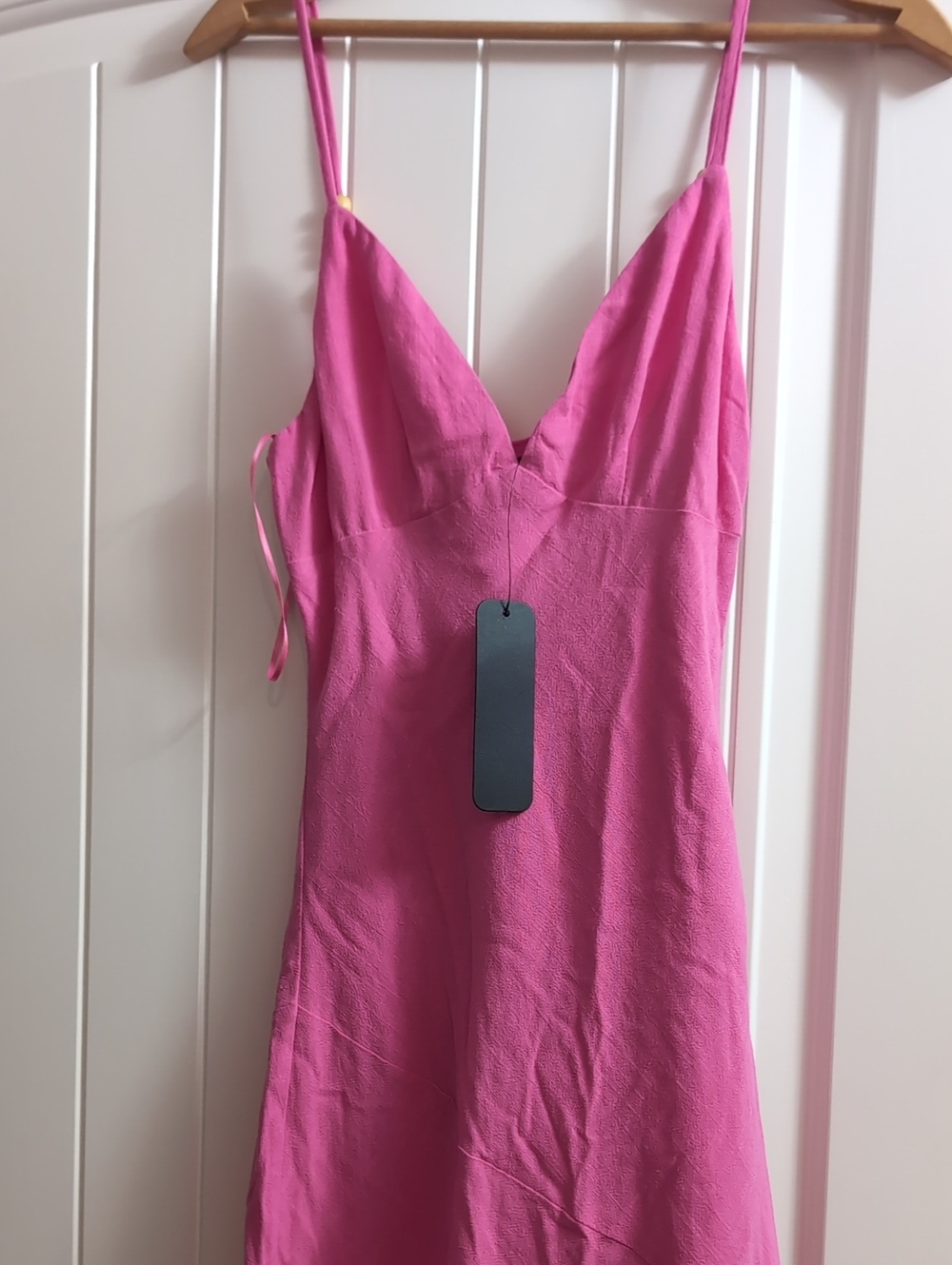 Vici Hot Pink Slip Midi Dress with Spaghetti Straps